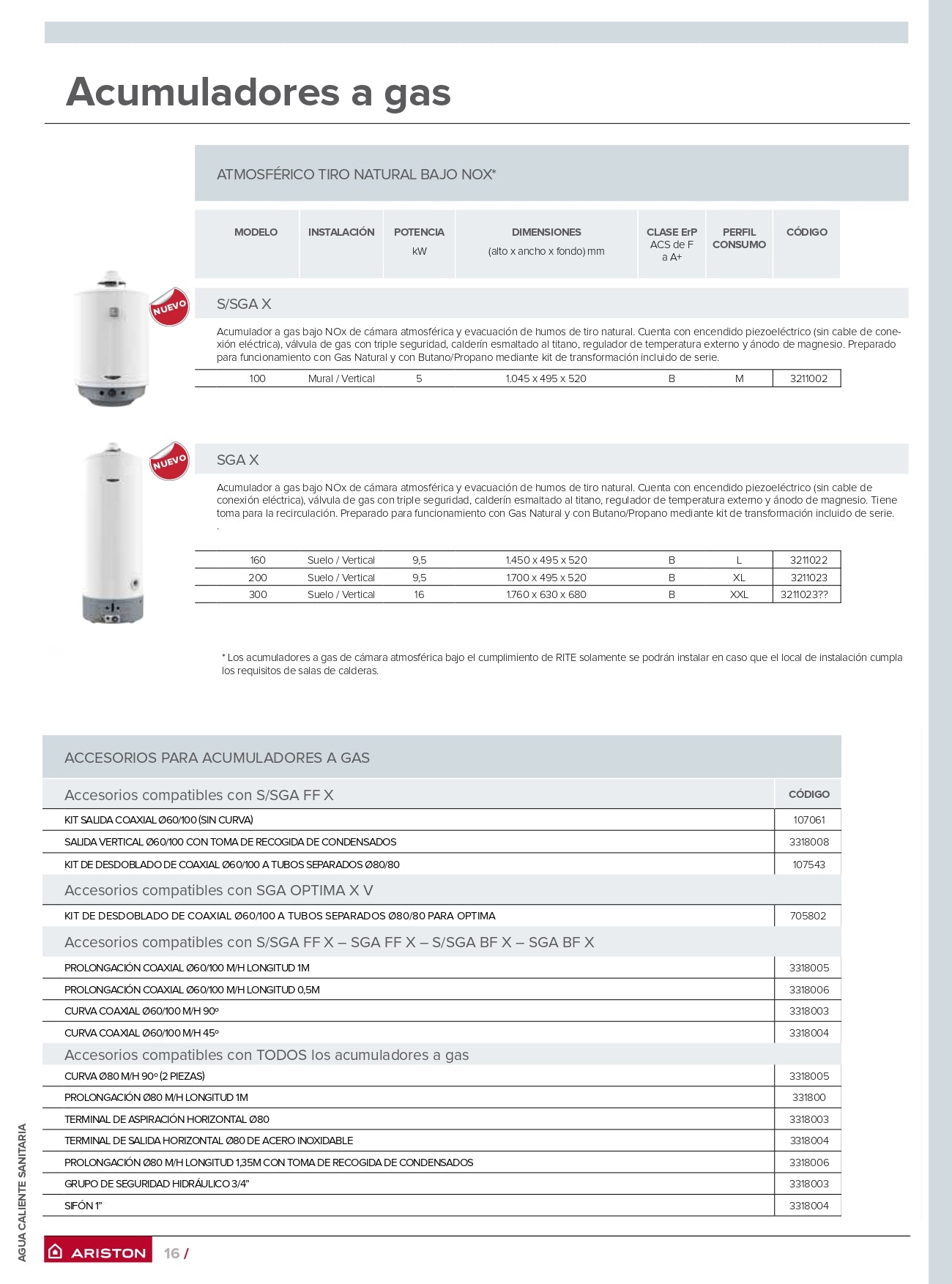 Ariston  - Acumulador a gas Atmosférico SGA X