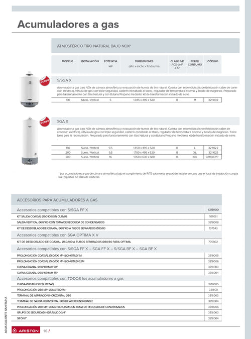Ariston  - Acumulador a gas Atmosférico SGA X